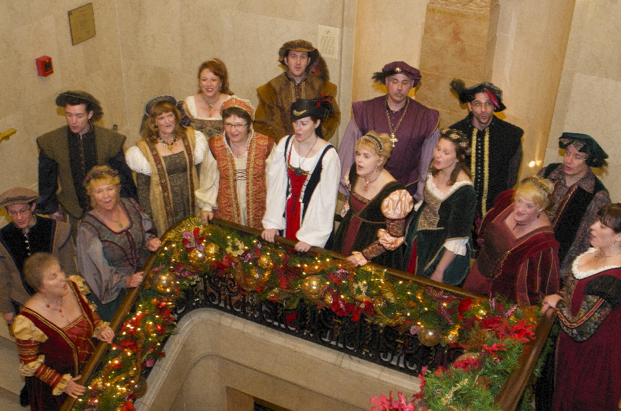Singers on stairs